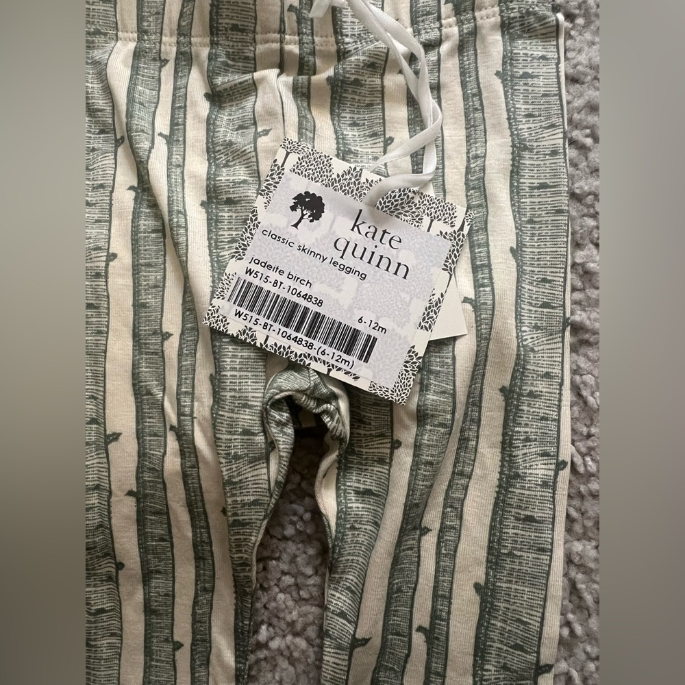 Kate Quinn Kids Pajama Set in Green and Cream Stripes - Picture 3 of 7